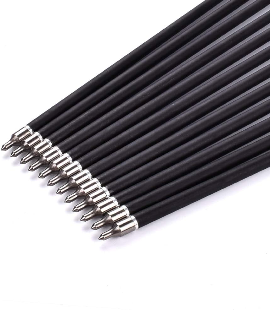 Archery 26/28/30Inch Carbon Arrow Practice Hunting Arrows With100 Grain Removable Tips for Compound & Recurve Bow(Pack of 12)
