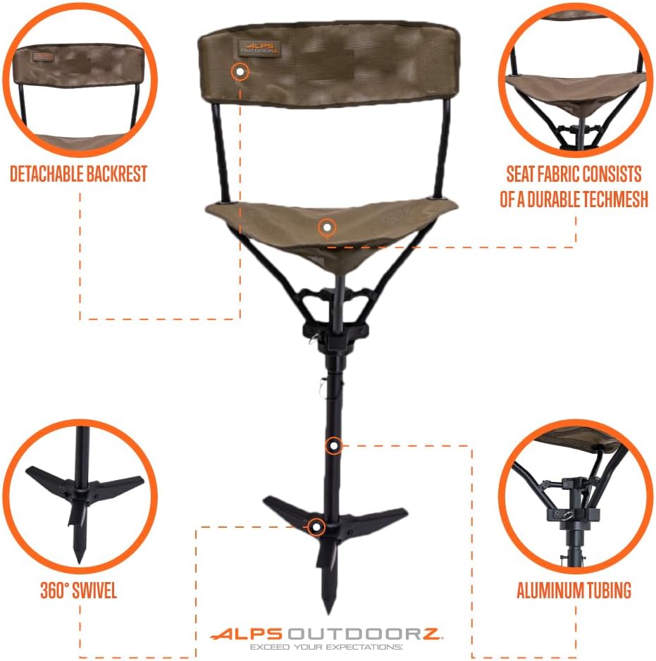 Wetland Hunting Seat - Lightweight Hunting Chair with Adjustable Height, Sink-Resistant Leg, and Removable Shoulder Carry Strap for All-Weather Hunting