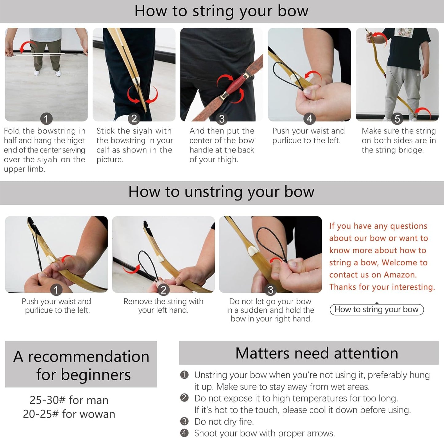 Archery Recurve Bow Set, 54" High-Performance Horse Bow for Hunting, Right Left Hand Traditional Turkish Bow for Youth Adults Beginners to Advanced Outdoor Practice & Hunting, 20-50 Lbs