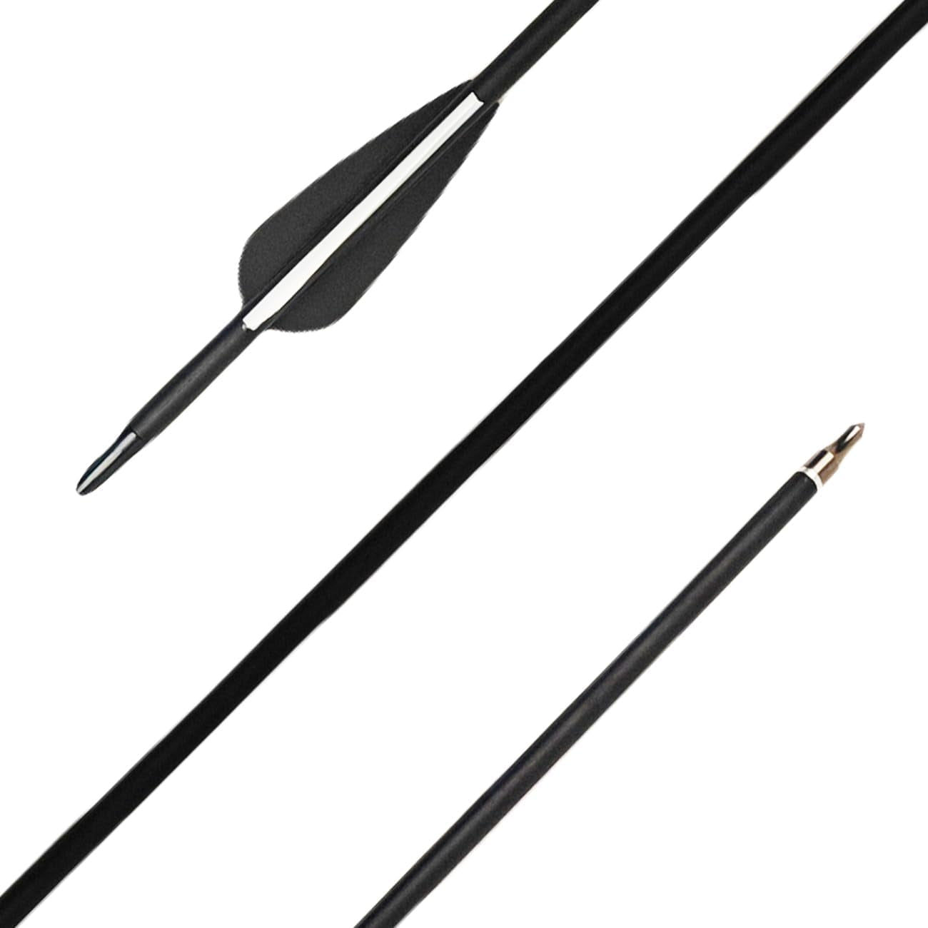 31.5Inch Carbon Arrow Targeting Practice Hunting Arrows Spine 400 for Compound & Recurve & English Long Bow with Removable Tips (Pack of 12)