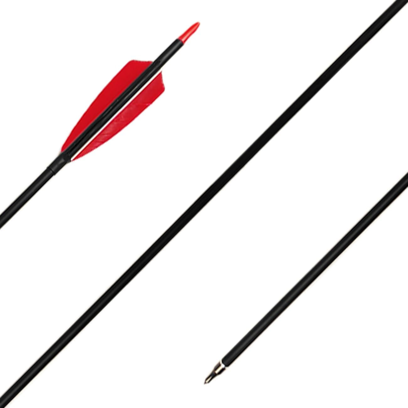 30" Carbon Arrows Hunting Arrows with 4" Shield Shaped Turkey Feathers Spine 400 for Recurve & Traditional Long & English Long Bow(Pack of 12)