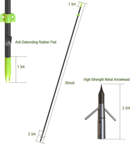 Archery Bowfishing Arrows Hunting 34Inch Solid Fiberglass Arrows with Broadhead for Compound Bow and Recurve Bow 6Pcs