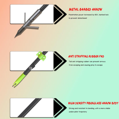 Archery Bowfishing Arrows Hunting 34Inch Solid Fiberglass Arrows with Broadhead for Compound Bow and Recurve Bow 6Pcs