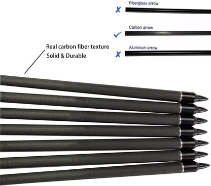 Carbon Arrow 29 Inch 12-Pack Hunting Arrows Spine 400 for 30-65Lb Bows Archery Compound & Recurve & Traditional Bow, Green