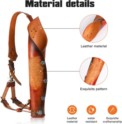 Pure Cowhide Arrow Quiver,Retro Hunting Quivers with Magnetic Attraction,Riding Quiver