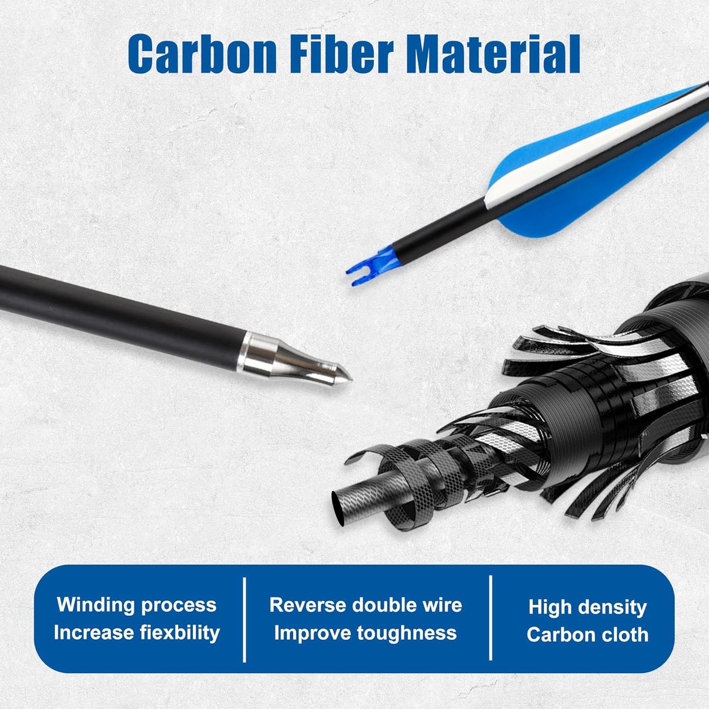 14/24 Pcs 30" Carbon Archery Arrows, Spine Matched for Hunting & Target Practice with Compound & Recurve Bows, Durable Carbon Shaft and Removable Tips