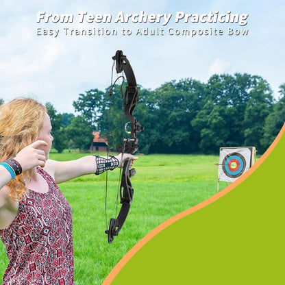Compound Bow Archery Sets for Youth & Kids,Beginners, Right Hand Compound Bows, Draw Length 18"-27",15-30 Lbs Draw Weight, 260Fps, Hunting Bow Archery Arrows Set