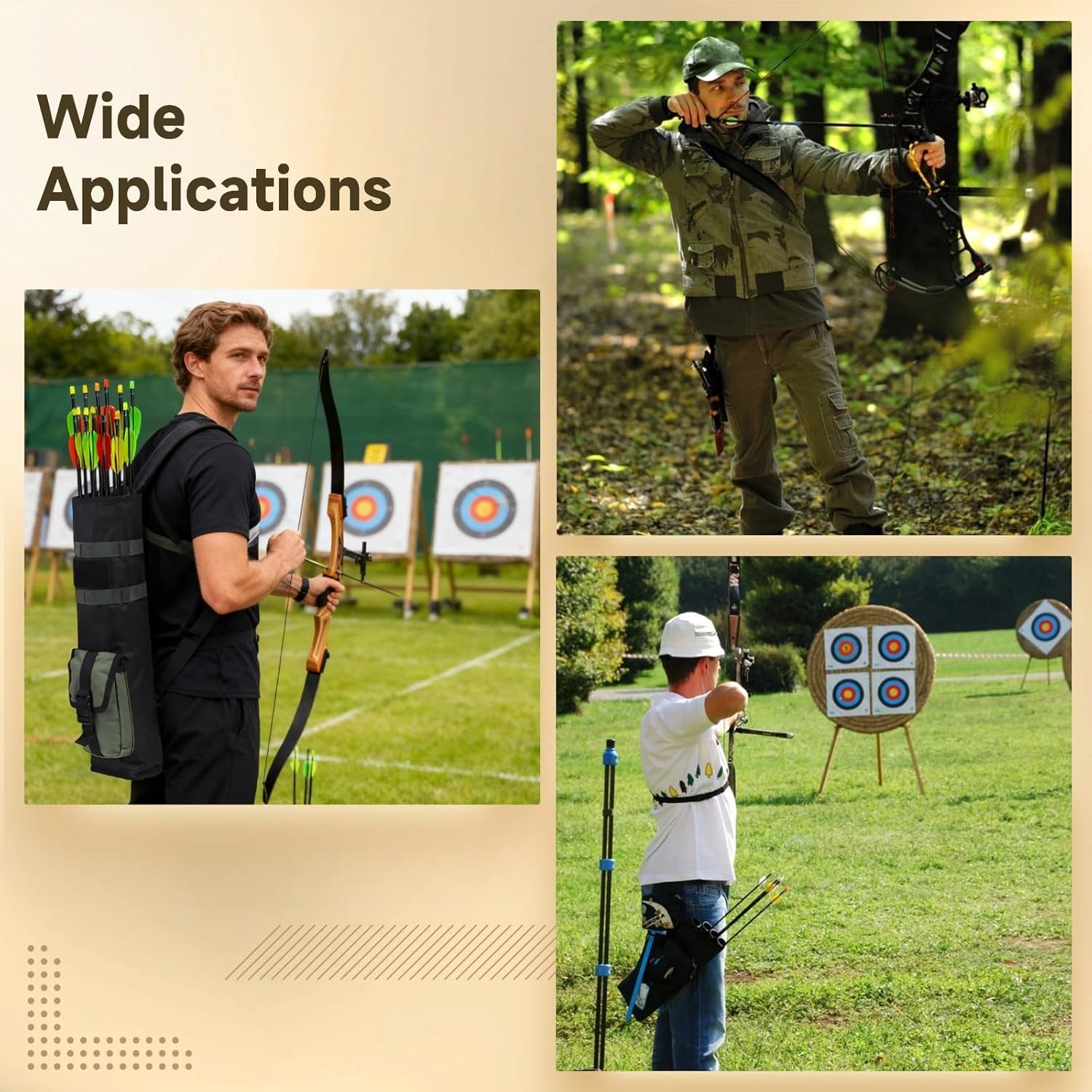 Archery Back Arrow Quiver, Lightweight Arrow Quiver with Quick Release Buckle, 19.7 in Arrow Holder, Adjustable Shoulder Strap for Outdoor Hunting
