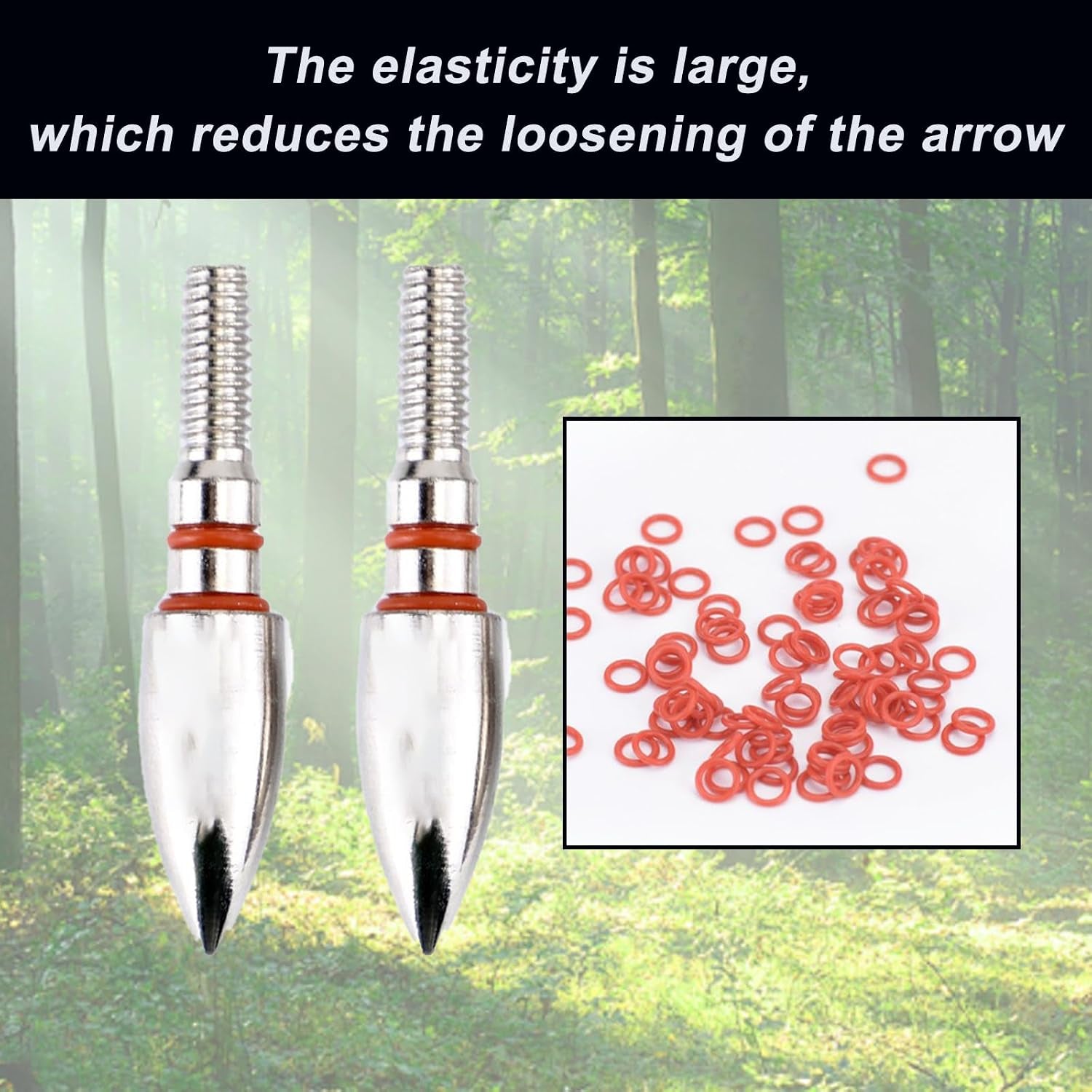 Archery Anti-Skid Arrow Broadhead O-Rings - 100 Pcs 1/4 Inch Arrow Tip Rubber Arrow Gasket, Rubber Ring Arrow Point Grommet for Hunting Shooting Target