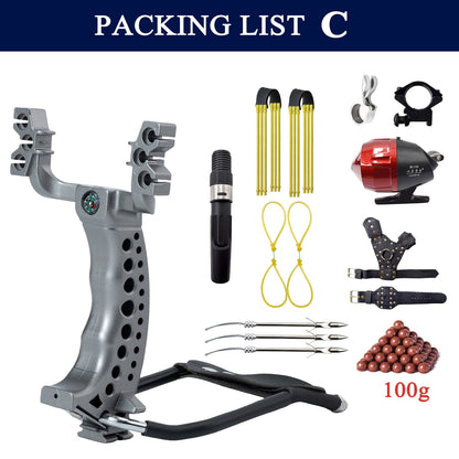 Multifunctional Shooting Fish Slingshot Powerful Catapult Hunting Bow Fishing Slingshot Kit