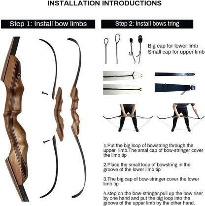 Archery 58" 60" Hunting Recurve Bow, Bow and Arrow Set for Adults Youth Beginner Hunting Targeting Archery