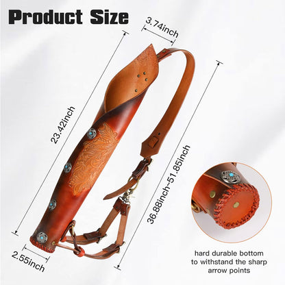 Pure Cowhide Arrow Quiver,Retro Hunting Quivers with Magnetic Attraction,Riding Quiver