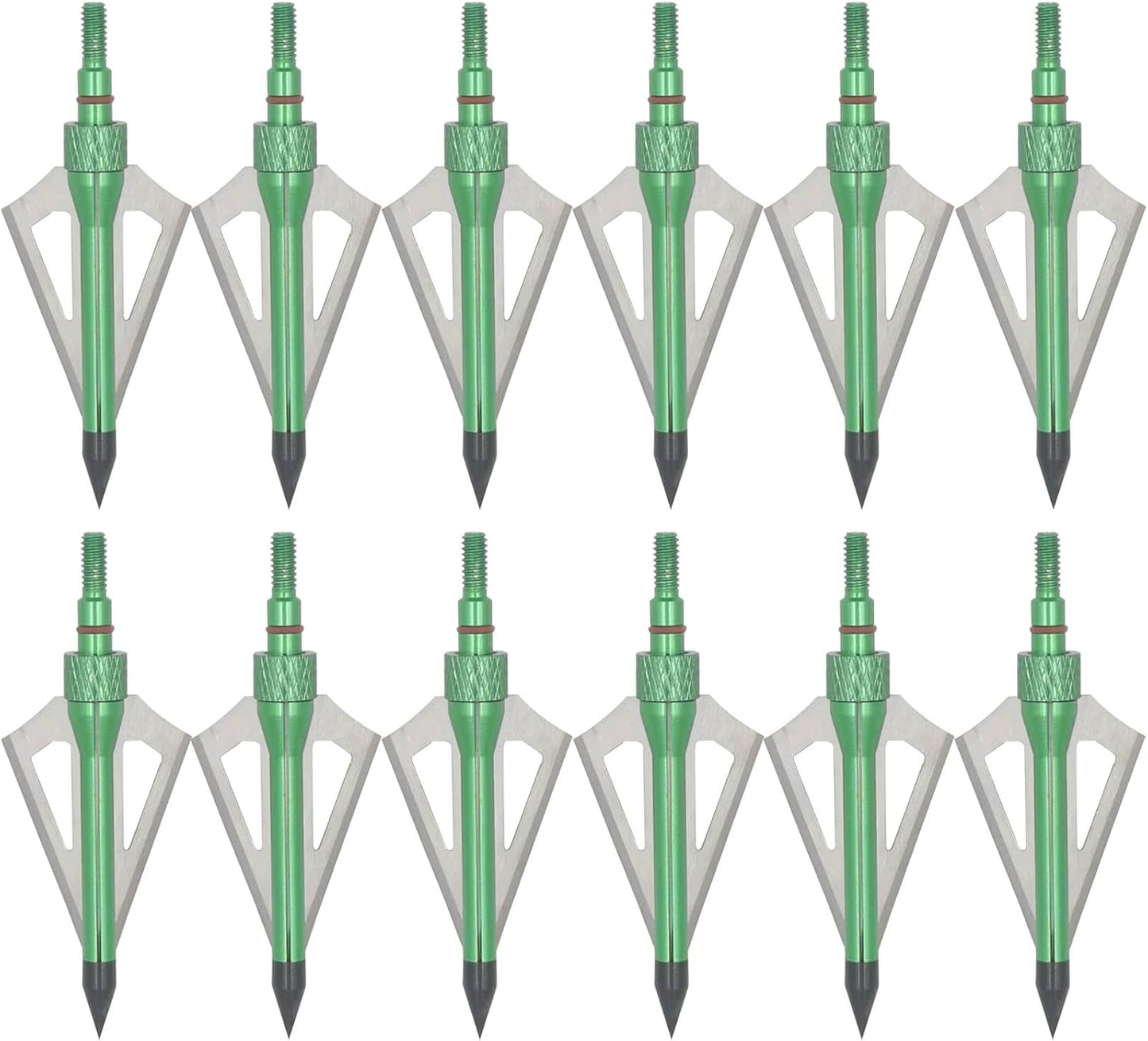 Hunting Broadheads 12PK 100 Grains Screw-In Arrow Archery 3 Blades Hunting Heads Arrow Tips Compatible with Crossbow and Compound Bow + 1 PK Broadhead Storage Case