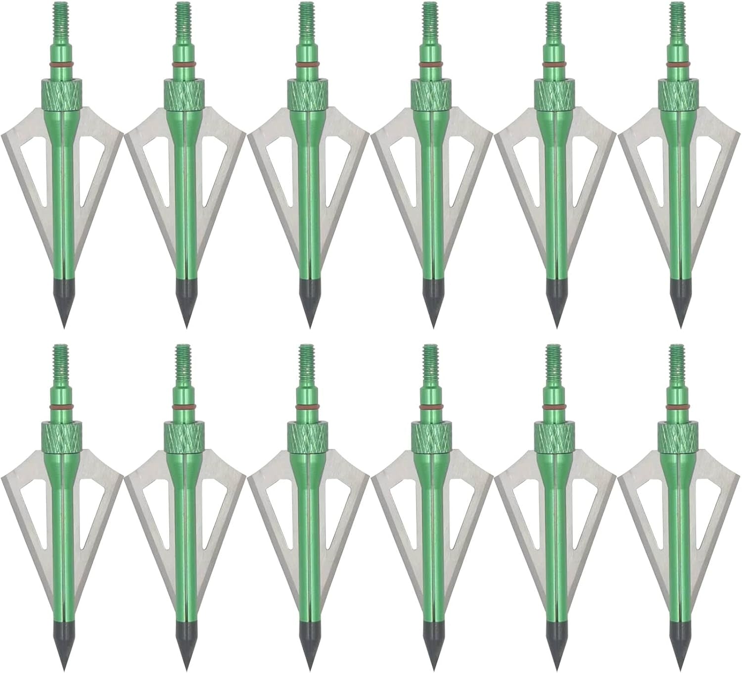 Hunting Broadheads 12PK 100 Grains Screw-In Arrow Archery 3 Blades Hunting Heads Arrow Tips Compatible with Crossbow and Compound Bow + 1 PK Broadhead Storage Case