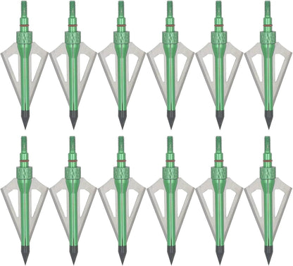 Hunting Broadheads 12PK 100 Grains Screw-In Arrow Archery 3 Blades Hunting Heads Arrow Tips Compatible with Crossbow and Compound Bow + 1 PK Broadhead Storage Case