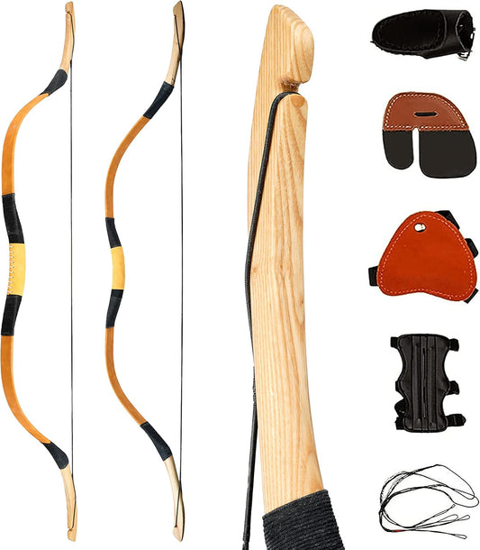 Archery Recurve Bow Set, 54" High-Performance Horse Bow for Hunting, Right Left Hand Traditional Turkish Bow for Youth Adults Beginners to Advanced Outdoor Practice & Hunting, 20-50 Lbs