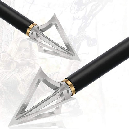 6PK Hunting Broadheads,100 Grain Stainless Steel Fixed Blade 1-1/8" Cut Premium Solid Arrow Tip Archery Arrowhead for Crossbow and Compound Bow