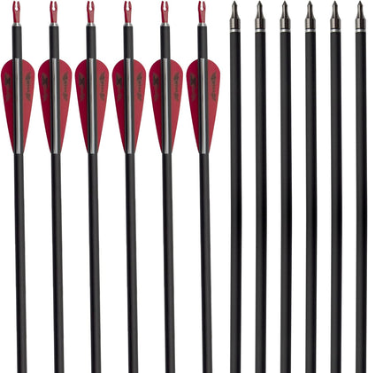 31Inch Carbon Arrow Archery Targeting Practice Hunting Arrows for Compound & Recurve Bow with Removable Tips(Pack of 12)