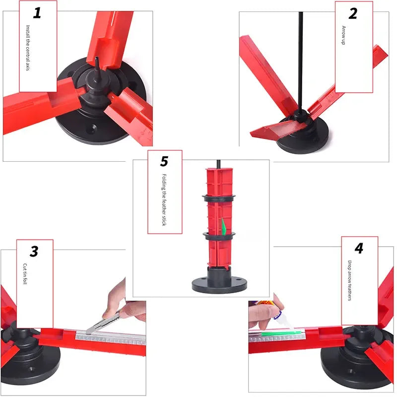 Archery Fletching Jig Fletching Tool Cylindrical Arrow Feathers Gluing DIY Multi-Size Bow Arrow Hunting Shooting Accessories