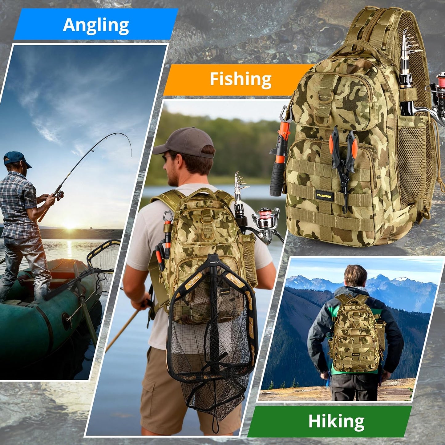 Fishing Gear,Fishing Backpack with Floating Fishing Net,Tackle Boxes,Waterproof Fishing Tackle Bag,Fishing Gifts for Men