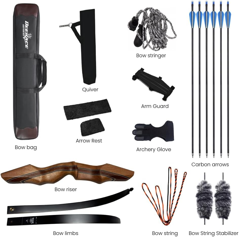 Archery 58" 60" Hunting Recurve Bow, Bow and Arrow Set for Adults Youth Beginner Hunting Targeting Archery