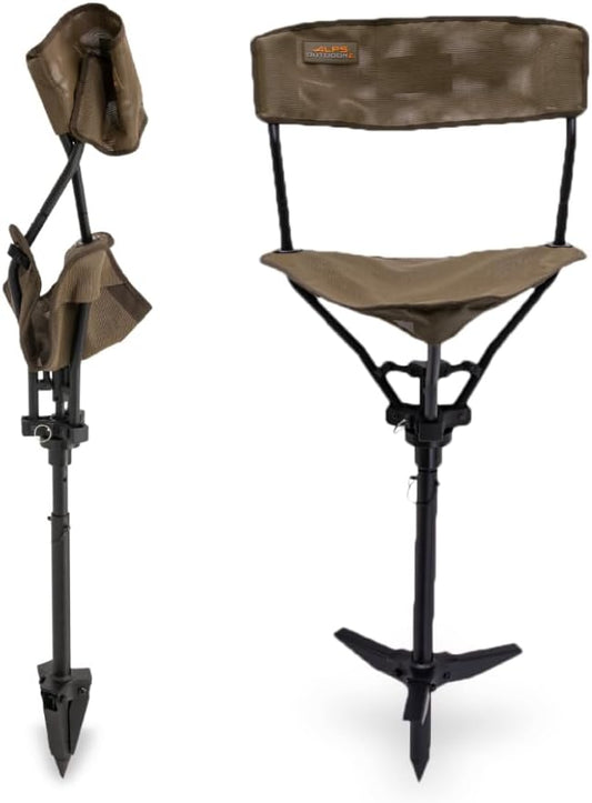 Wetland Hunting Seat - Lightweight Hunting Chair with Adjustable Height, Sink-Resistant Leg, and Removable Shoulder Carry Strap for All-Weather Hunting