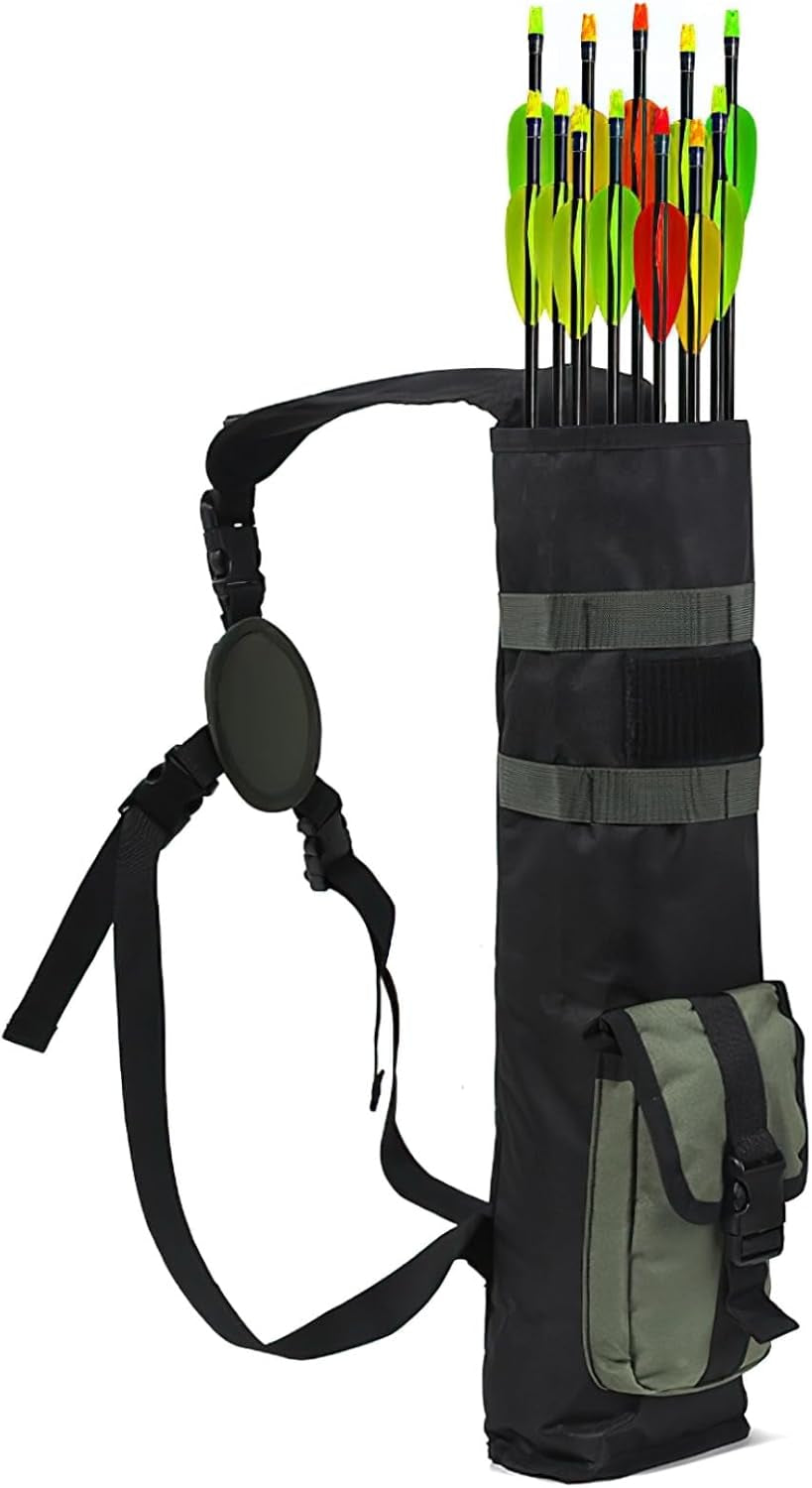 Archery Back Arrow Quiver, Lightweight Arrow Quiver with Quick Release Buckle, 19.7 in Arrow Holder, Adjustable Shoulder Strap for Outdoor Hunting