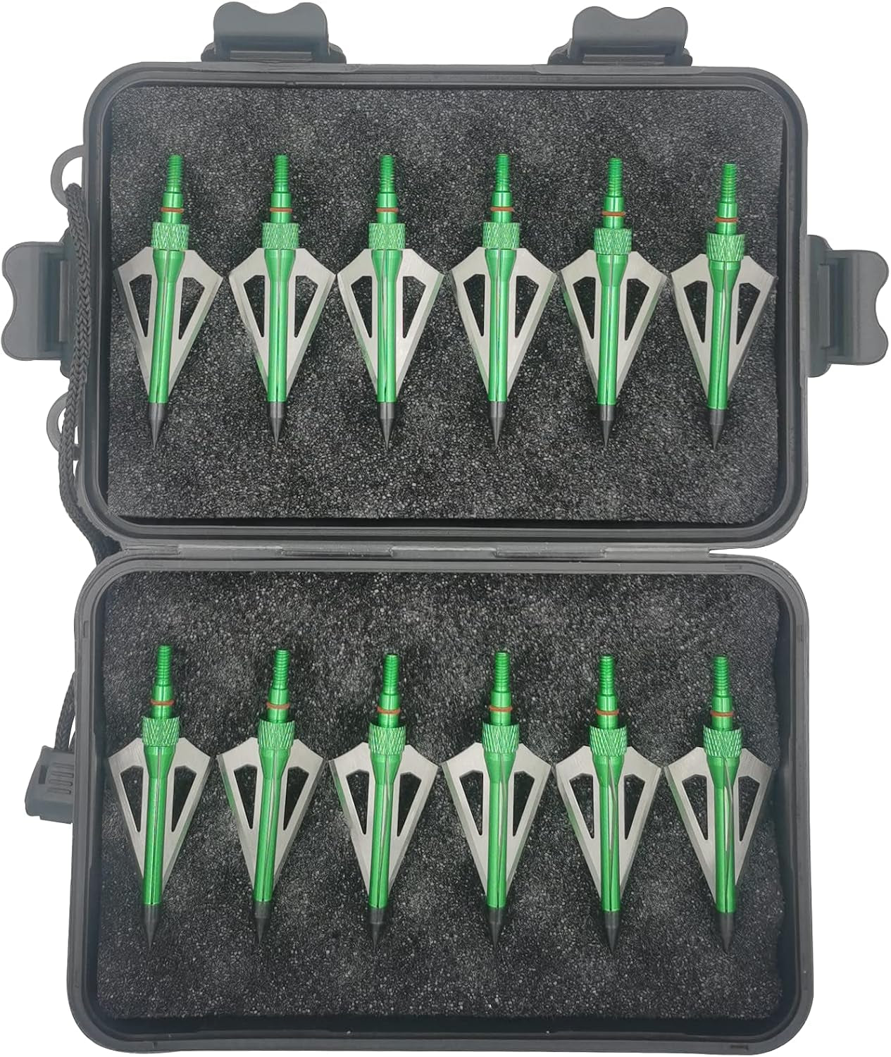 Hunting Broadheads 12PK 100 Grains Screw-In Arrow Archery 3 Blades Hunting Heads Arrow Tips Compatible with Crossbow and Compound Bow + 1 PK Broadhead Storage Case