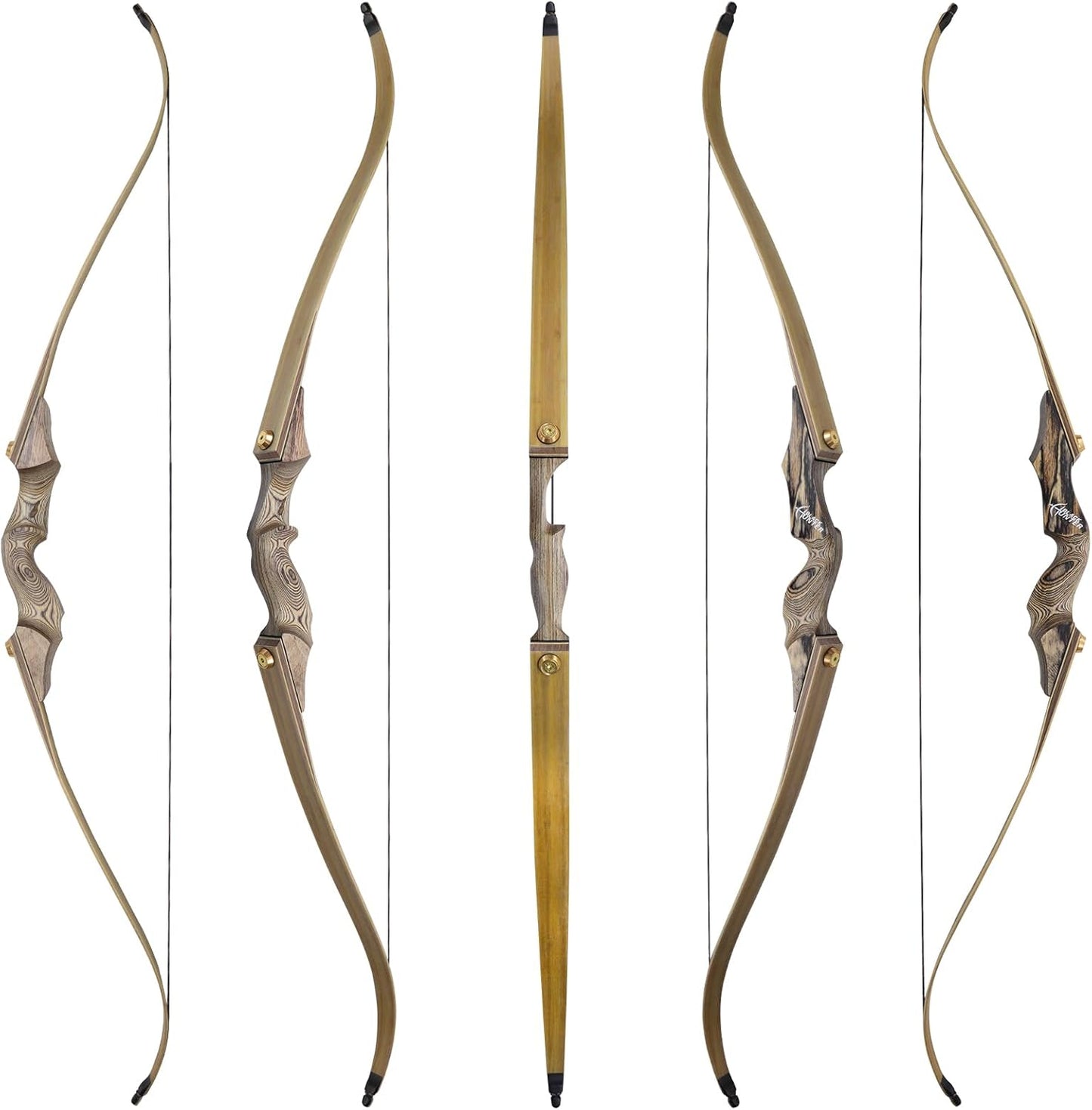 Black Hunter Recurve Bow 60 Inch 20-60 Lbs Takedown Bow Right Hand Hunting Bow and Arrow Set with Bow String Silencers Archery Bow for Adults Hunting Target Practice