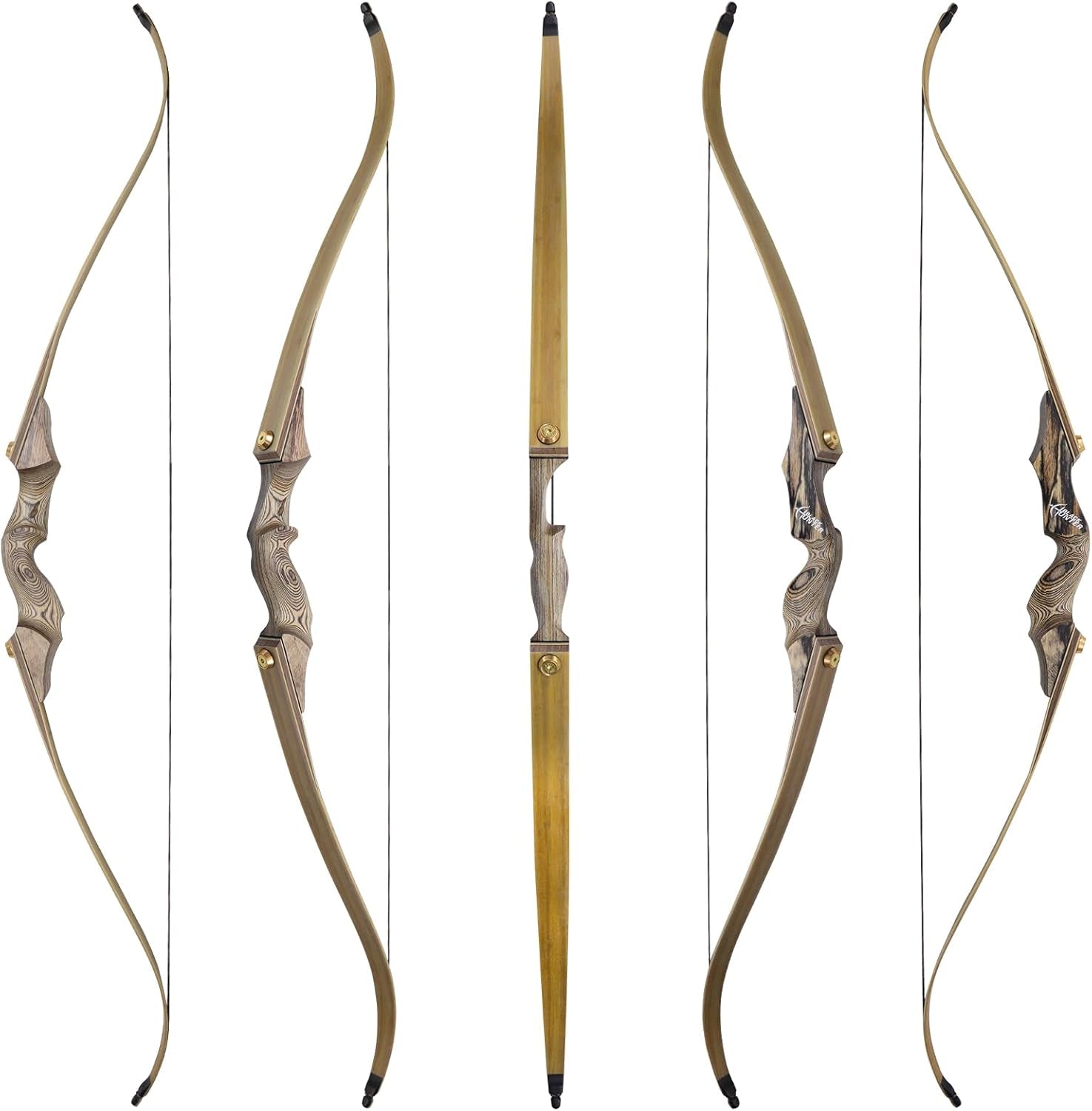 Black Hunter Recurve Bow 60 Inch 20-60 Lbs Takedown Bow Right Hand Hunting Bow and Arrow Set with Bow String Silencers Archery Bow for Adults Hunting Target Practice