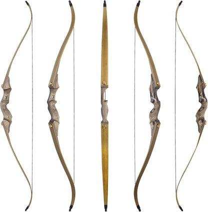 Black Hunter Recurve Bow 60 Inch 20-60 Lbs Takedown Bow Right Hand Hunting Bow and Arrow Set with Bow String Silencers Archery Bow for Adults Hunting Target Practice