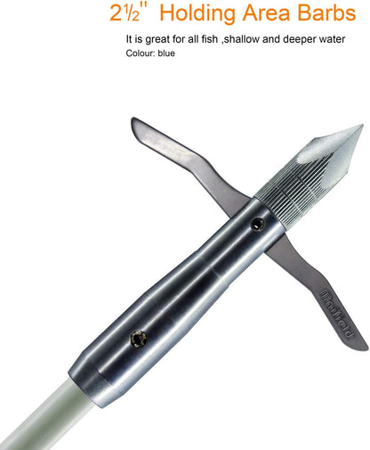Bowfishing Head Carbon/Glass-Fiber Arrow Shafts 2 Mechanical Barbs 2.5" Holding Area Archery Broadhead Fits 5/16" Fiberglass Arrow Shaft 3/6 PK