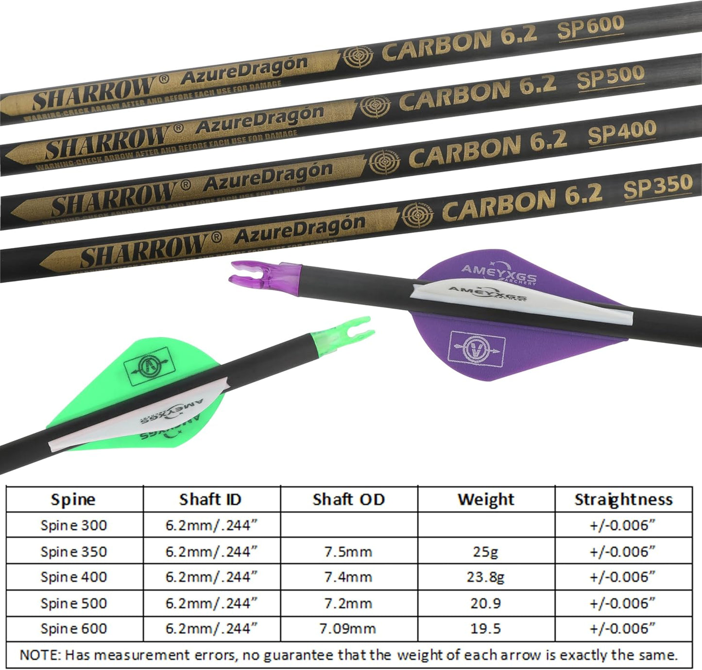 30" Pure Carbon Arrows Archery Practice Hunting Arrows Spine 300 350 400 500 600 with Removable Tips Targeting Arrows for Compound & Recurve & Long Bow 6/12Pcs