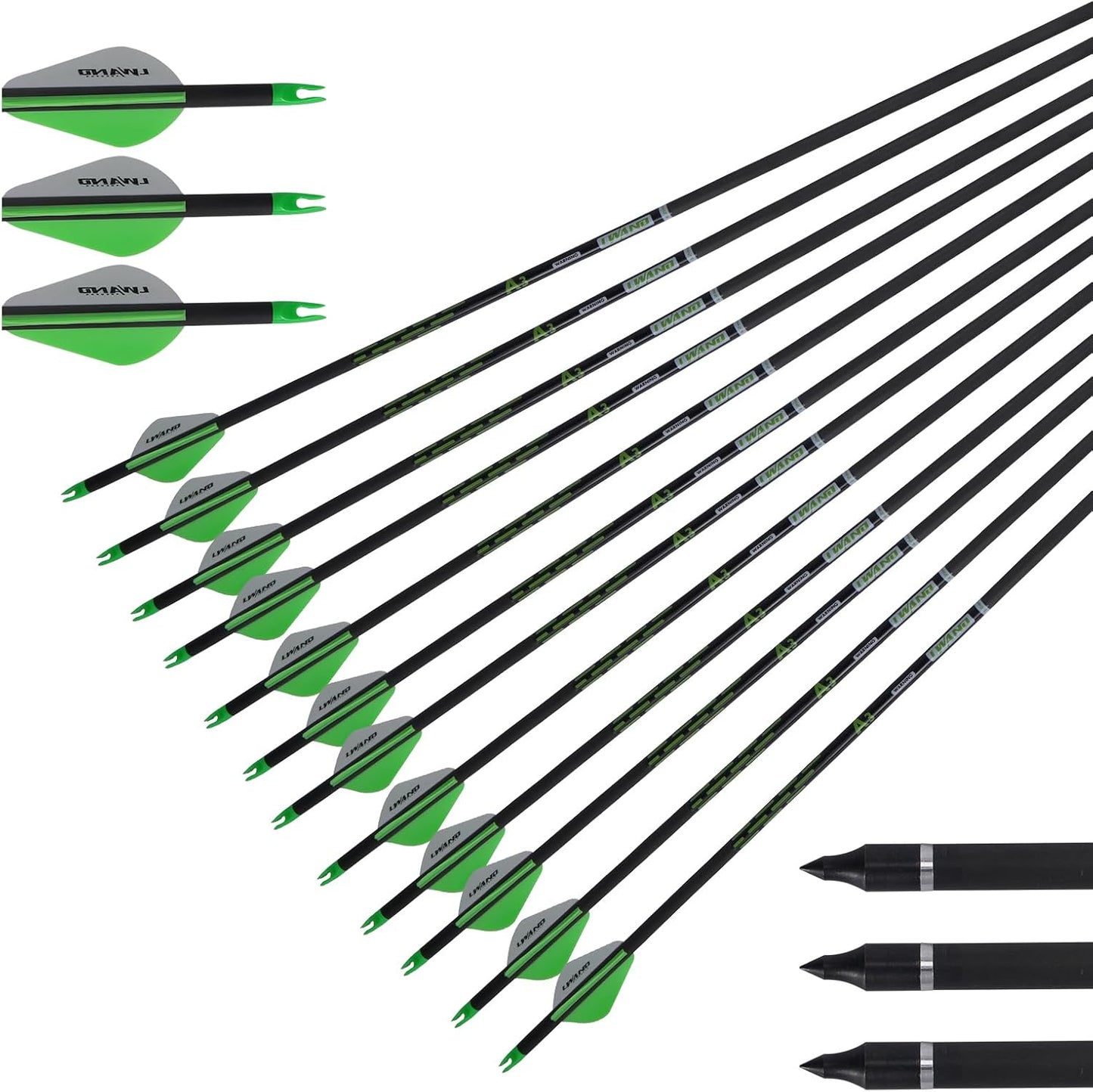 32" Carbon Arrows Archery Target Practice Hunting Arrows with Shaft Spine 400 with Removable Tips for Compound & Recurve Bow (Pack of 12)