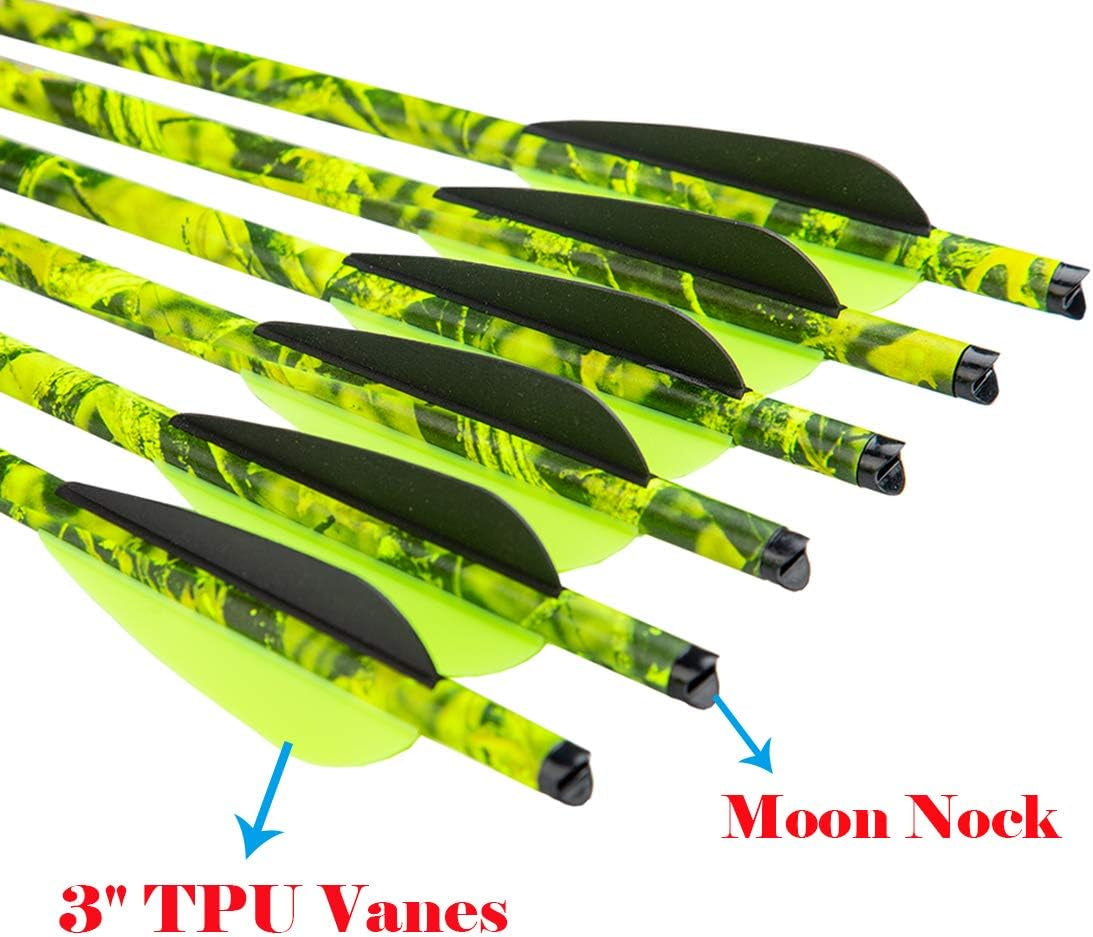 Archery Camo 400 Grain Crossbow Bolts 22 20 Inch Carbon Hunting Arrows Crossbolt 12PCS