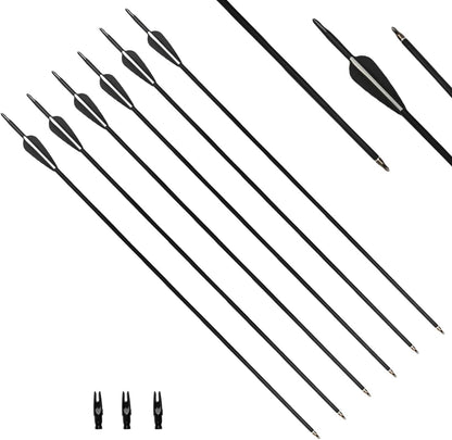 31.5Inch Carbon Arrow Targeting Practice Hunting Arrows Spine 400 for Compound & Recurve & English Long Bow with Removable Tips (Pack of 12)