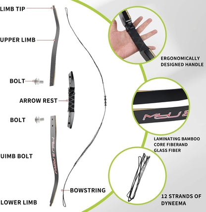 Poison Bee Hunting Bow. 40 '' Traditional Bow Is Designed for Teenagers to Train in Archery and Prepare for Archery Hunting15~25Lb