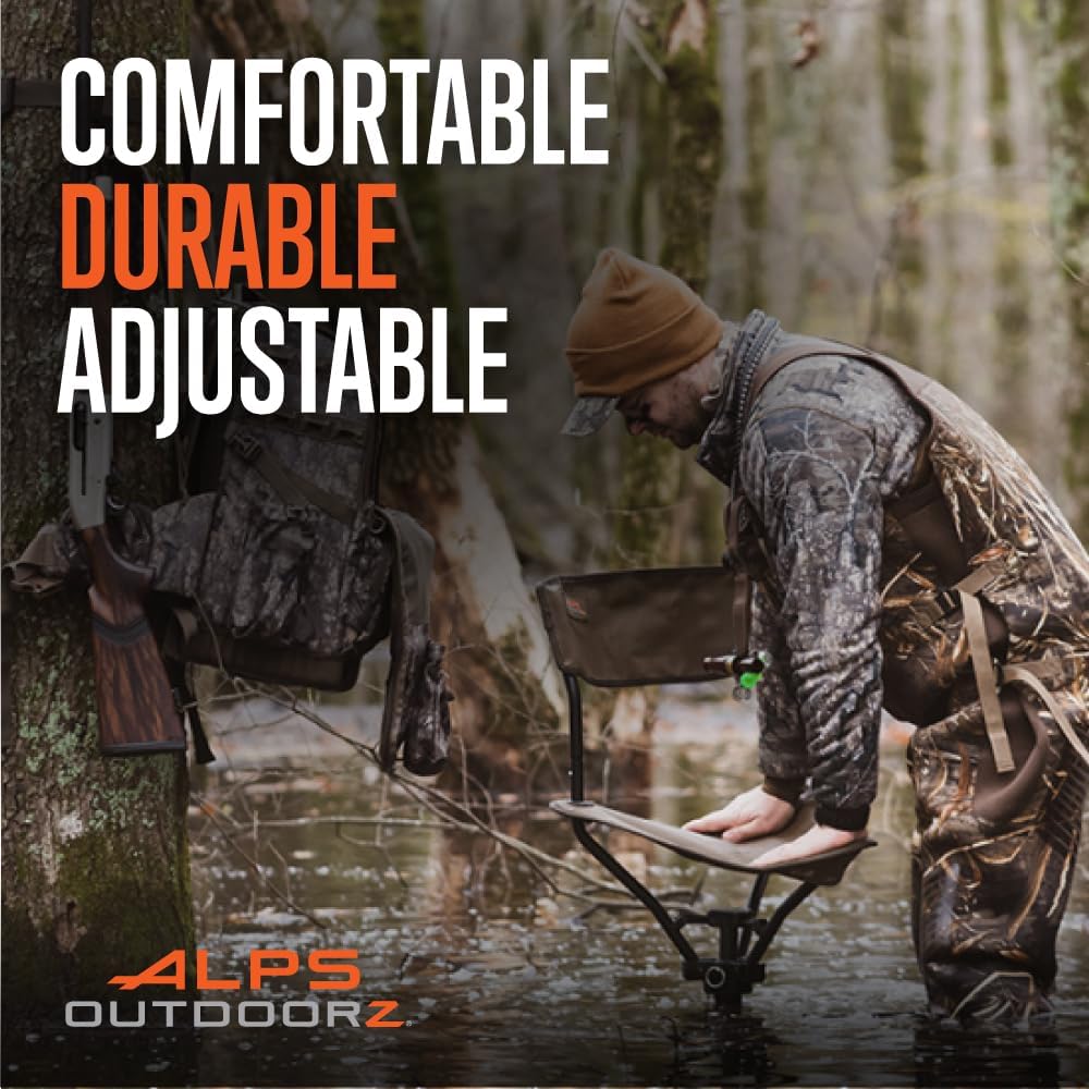 Wetland Hunting Seat - Lightweight Hunting Chair with Adjustable Height, Sink-Resistant Leg, and Removable Shoulder Carry Strap for All-Weather Hunting