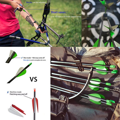Carbon Arrow 29 Inch 12-Pack Hunting Arrows Spine 400 for 30-65Lb Bows Archery Compound & Recurve & Traditional Bow, Green