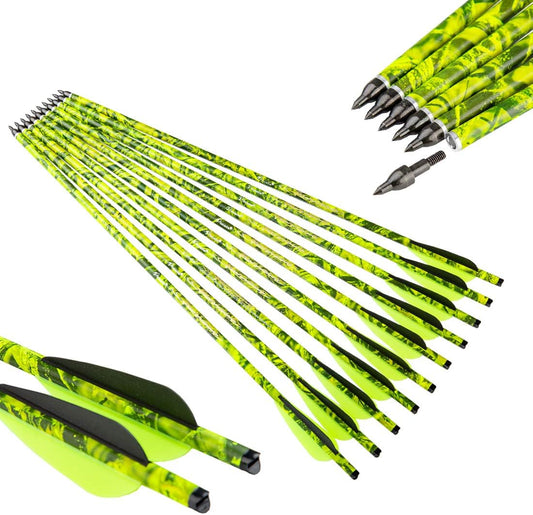 Archery Camo 400 Grain Crossbow Bolts 22 20 Inch Carbon Hunting Arrows Crossbolt 12PCS
