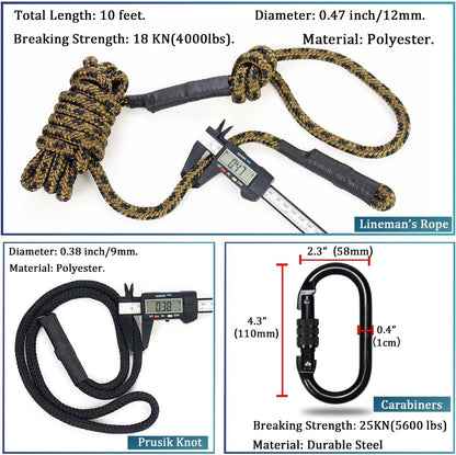 Treestand Safety Rope, Linemans Rope for Hunting, Tree Stand Safety Line, Tree T