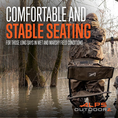 Wetland Hunting Seat - Lightweight Hunting Chair with Adjustable Height, Sink-Resistant Leg, and Removable Shoulder Carry Strap for All-Weather Hunting