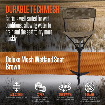 Wetland Hunting Seat - Lightweight Hunting Chair with Adjustable Height, Sink-Resistant Leg, and Removable Shoulder Carry Strap for All-Weather Hunting