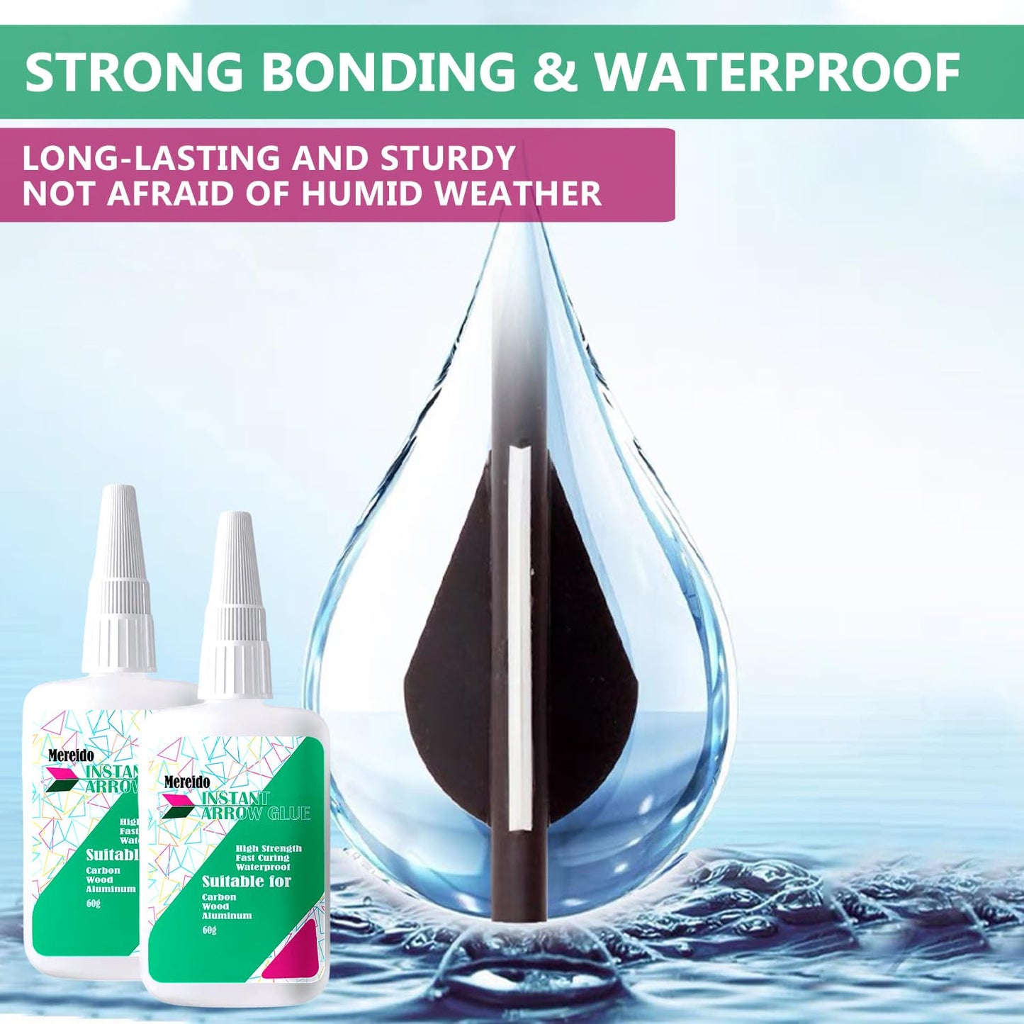 Fletching Glue, Instant Arrow Glue, 120G, for Aluminium, Carbon and Wood Shafts (Arrowglue-60G X2)