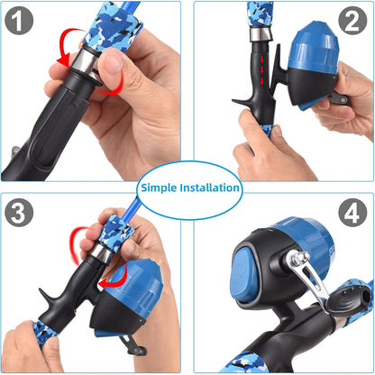 Kids Fishing Rod and Reel Combo, 47In/59Intelescopic Fishing Pole Portable Fishing Kits Lightweight with Fishing Lures Fishing Lines Fishing Hooks