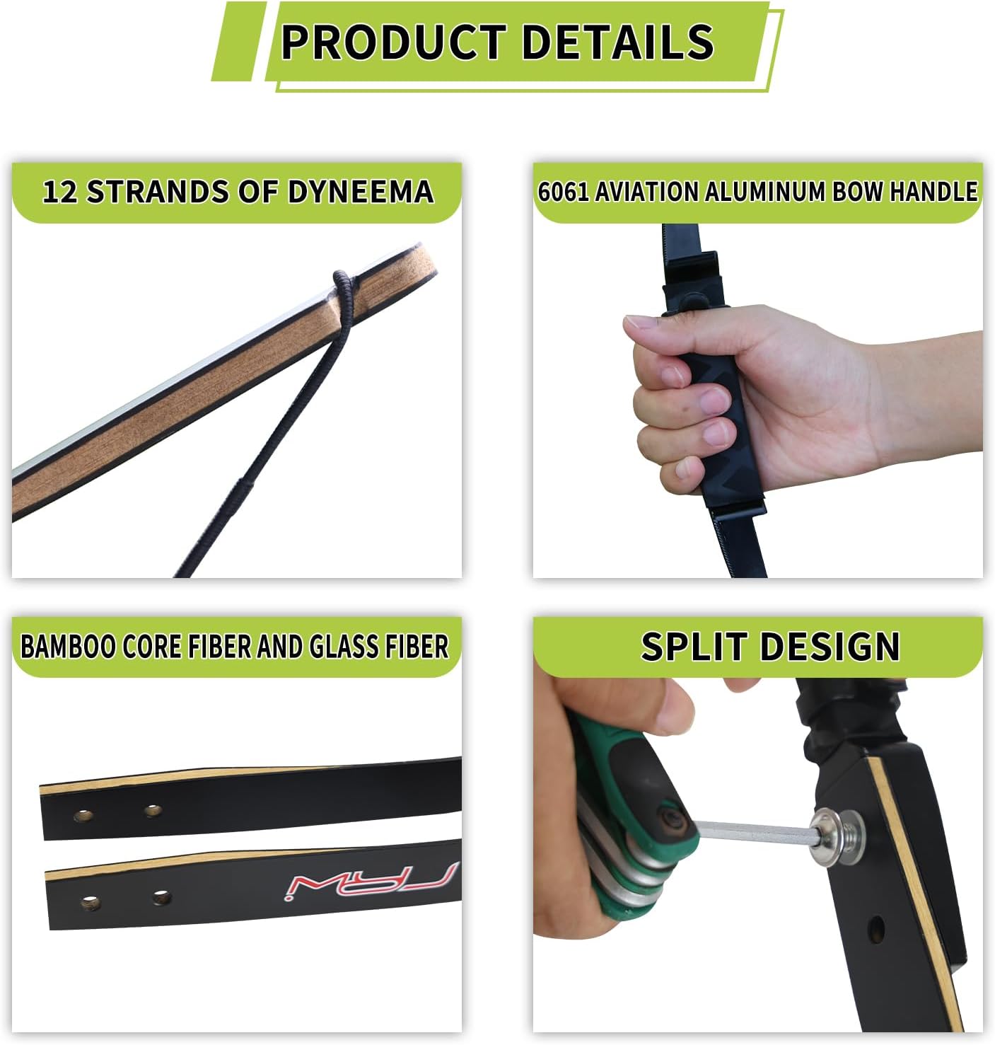 Poison Bee Hunting Bow. 40 '' Traditional Bow Is Designed for Teenagers to Train in Archery and Prepare for Archery Hunting15~25Lb