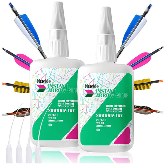 Fletching Glue, Instant Arrow Glue, 120G, for Aluminium, Carbon and Wood Shafts (Arrowglue-60G X2)
