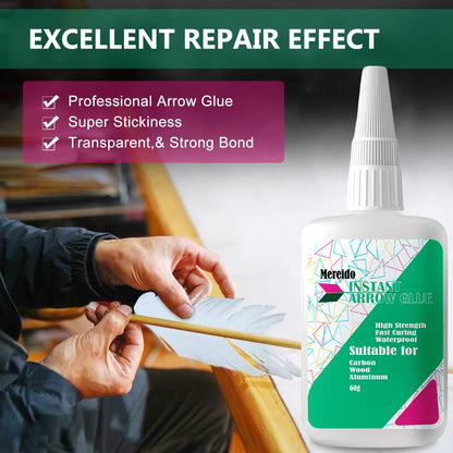 Fletching Glue, Instant Arrow Glue, 120G, for Aluminium, Carbon and Wood Shafts (Arrowglue-60G X2)