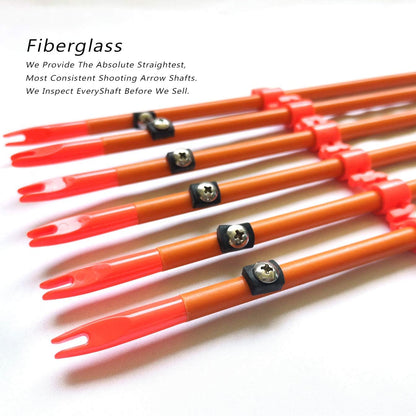 34Inch 8MM Bow Fishing Hunting Arrows Archery Fiberglass Arrows with Safety Slides Pack of 6 Arrows ID 5/16 Inch Safety Slides Kits