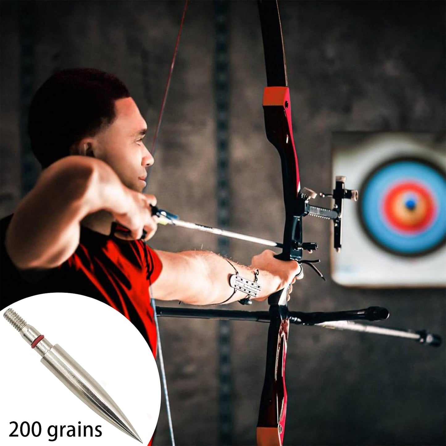 Archery Field Points Practice Field Tips100/125/150/200/300 Grains Archery Target Practice Hunting Broadheads Points Arrow Tip for Recurve Compound Bow Standard Threaded Screw-In Arrow